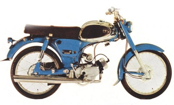 Cyclomoteur vintage Yamaha 50 YF1AK de 1965 coloris bleu et argent