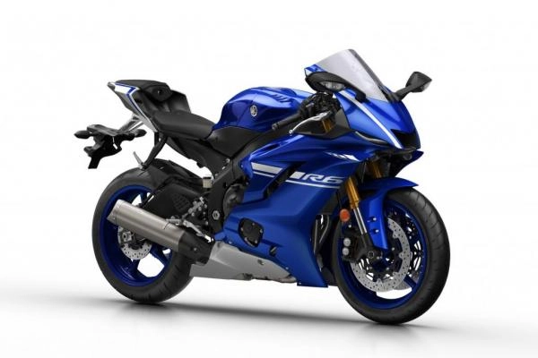 Moto Yamaha YZF-R6 millésime 2017 coloris Race Blu de profil