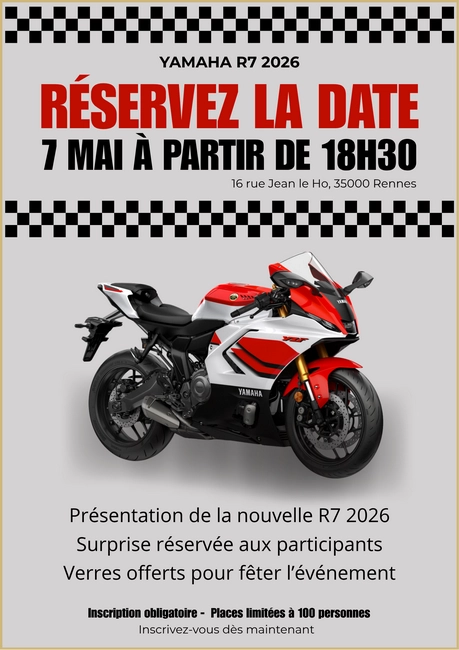 soirée présentation Yamaha R7 2026 6 MAI 2026 PLANETE YAM RENNES
